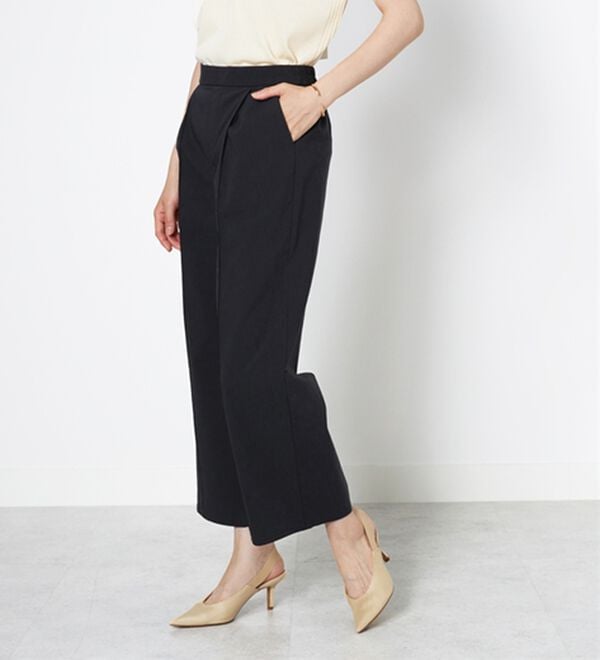 BELLUNA（ベルーナ）の「麻入りストレッチタックワイドパンツ（ワイドパンツ・ガウチョ）」｜詳細画像