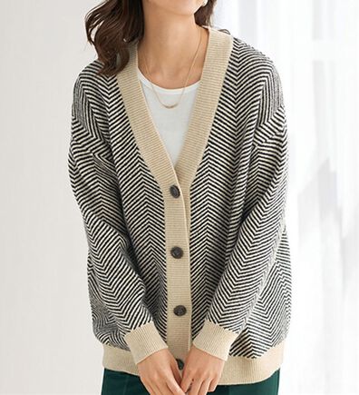 BELLUNA（ベルーナ）の「コーデの主役オーバーサイズヘリンボンカーディガン（ニットカーディガン）」