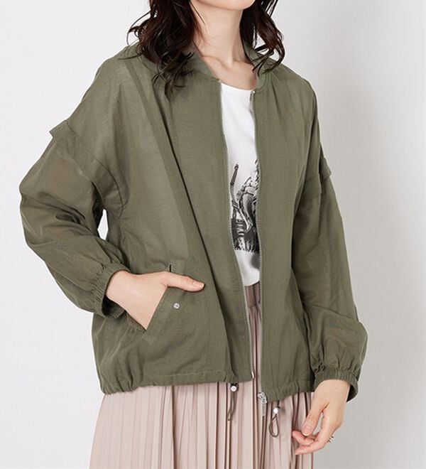 BELLUNA（ベルーナ）の「麻調素材リブ使いシアーブルゾンジャケット（ブルゾン）」｜詳細画像