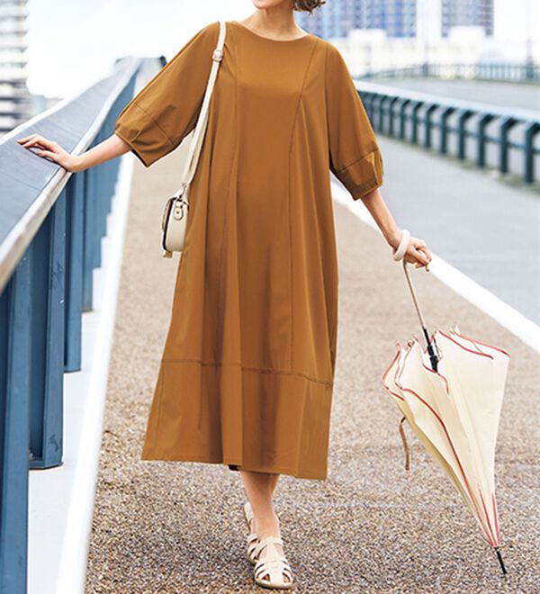 BELLUNA（ベルーナ）の「【UNDOVE】シャカ伸び！はっ水２ＷＡＹランタン袖ワンピース（その他ワンピース）」｜詳細画像