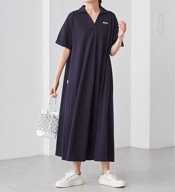 RANAN（ラナン）の「＜ＦＩＬＡ＞ゆったりフレアーポロワンピース（その他ワンピース）」｜詳細画像