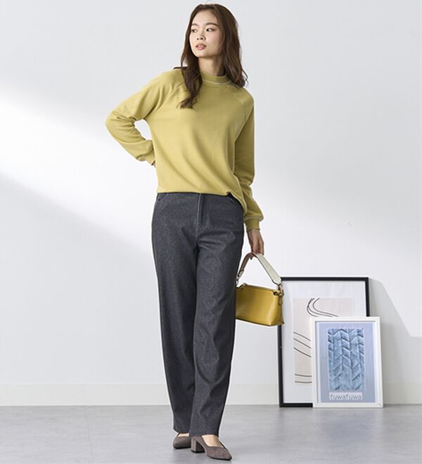 BELLUNA（ベルーナ）の「【選べる裏側】ぐん伸びニットデニムワイドパンツ（フルレングスパンツ）」｜詳細画像