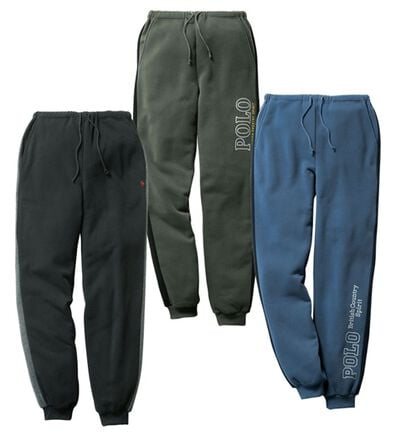 「【３本組】ブランドデザイン裏起毛スウェットパンツ　ポロ・ビーシーエス（メンズルームウェア）」