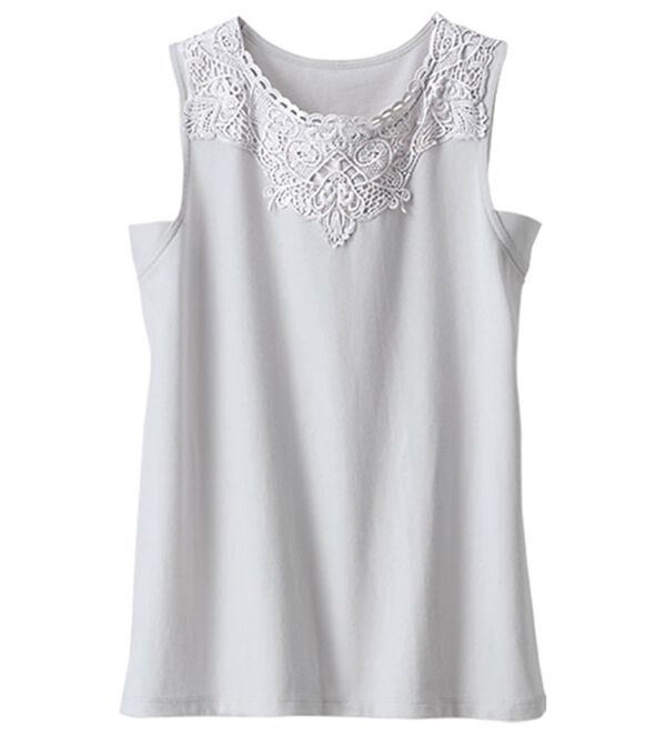 BELLUNA（ベルーナ）の「綿混素材脇汗対策レース重ねインナー（タンクトップ・キャミソール）」｜詳細画像