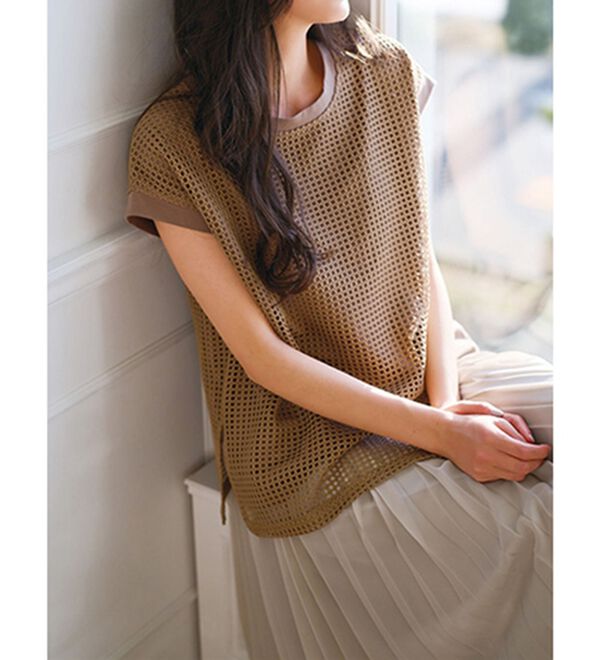 RANAN（ラナン）の「メッシュレイヤード風カットソー（カットソー）」｜詳細画像