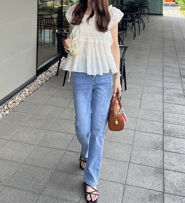 GeeRA（ジーラ）の「フリルシャーリングブラウス（ブラウス）」｜詳細画像