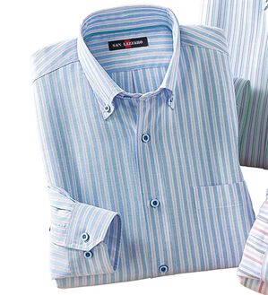 「お出かけ応援！防花粉オックスシャツ（メンズシャツ）」｜サックス系