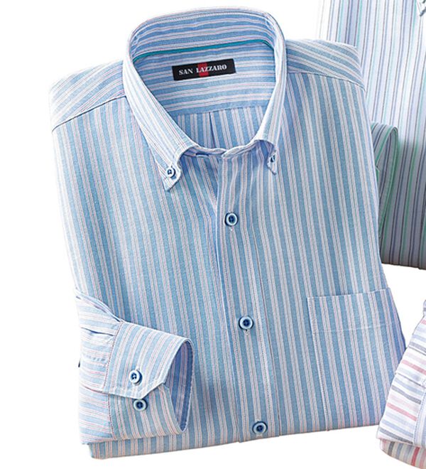 「お出かけ応援！防花粉オックスシャツ（メンズシャツ）」｜サックス系