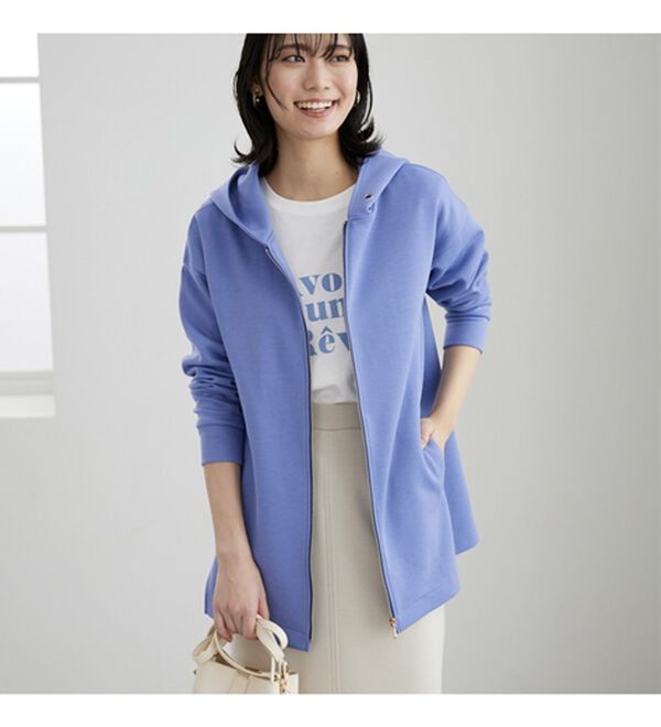 BELLUNA（ベルーナ）の「フードデザインとろみ素材ジップアップパーカー（パーカー）」｜詳細画像