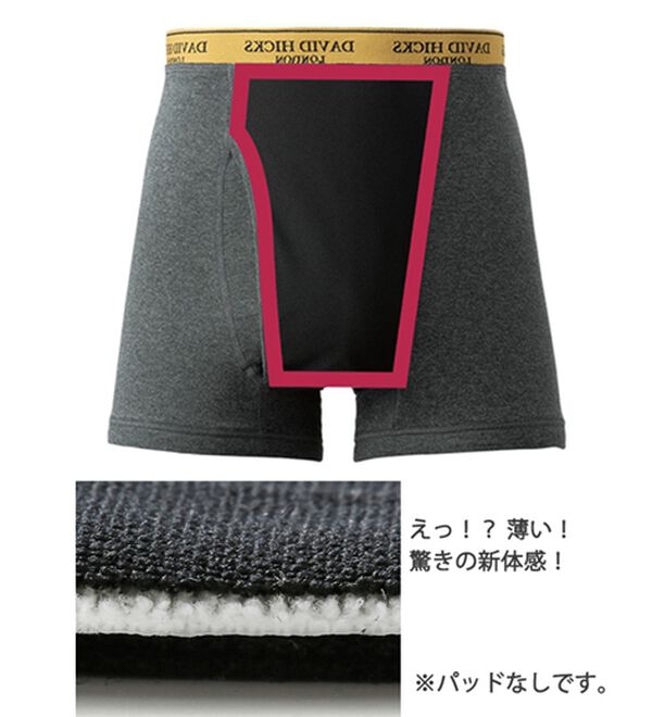 「【４枚組】＜デービッド　ヒックス＞革新設計！パッドのない吸水ボクサーパンツ（メンズボクサーパンツ）」｜詳細画像