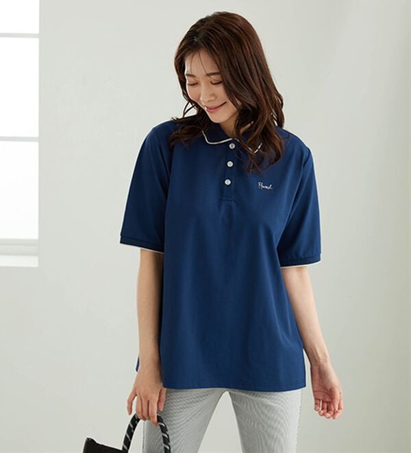 BELLUNA（ベルーナ）の「多機能付配色刺しゅうポロシャツ（カットソー）」｜詳細画像