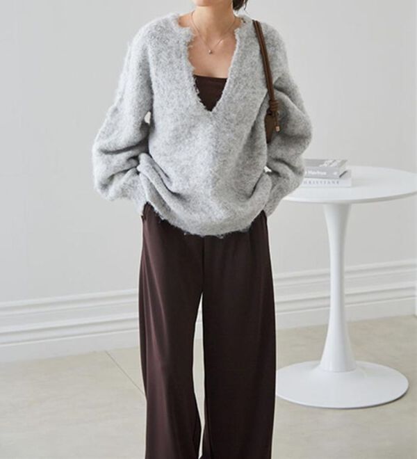 RANAN（ラナン）の「ディープキーネックシャギーニット（ニット・セーター）」｜詳細画像