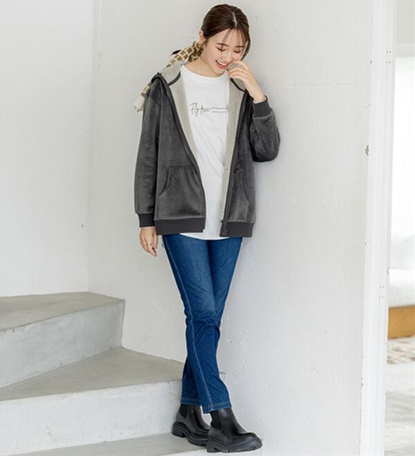 BELLUNA（ベルーナ）の「【快適Ｌａｂ．】リッチベロア素材裏ボアパーカー（パーカー）」｜詳細画像