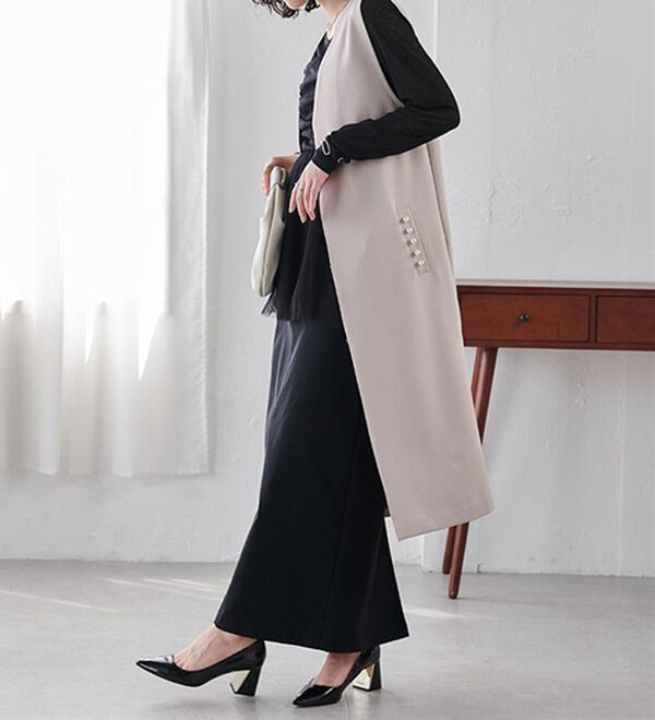 パール調ビジュー付ロングジレ - ベルーナ【公式】