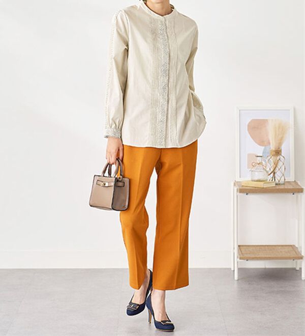 BELLUNA（ベルーナ）の「綿１００％レース×ピンタックデザインブラウス（ブラウス）」｜詳細画像