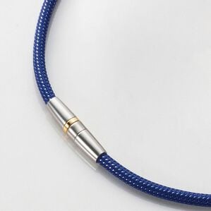 「＜ファイテン＞ＲＡＫＵＷＡ磁気チタンネックレス　メタルトップ（着物）」｜ネイビーシルバー