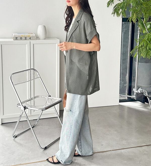 GeeRA（ジーラ）の「メッシュフレンチスリーブテーラードジャケット（テーラードジャケット）」｜詳細画像