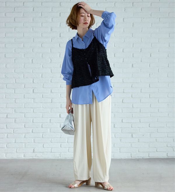 BELLUNA（ベルーナ）の「イージーケア！とろみ素材ビッグシャツ（シャツ）」｜詳細画像