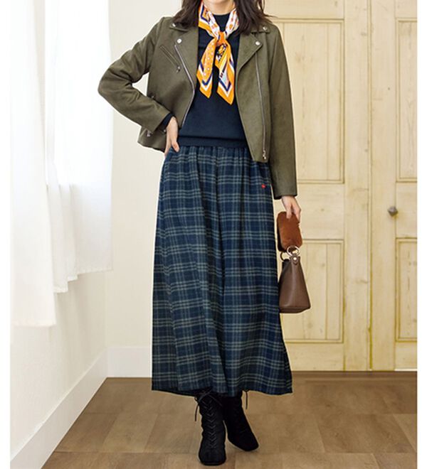 ルフラン（ルフラン）の「【２本組】【ＰＯＬＯ　ＢＣＳ】チェック柄スカーチョ（ワイドパンツ・ガウチョ）」｜詳細画像