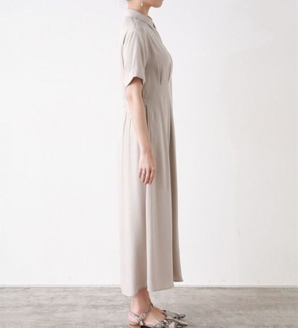 Pierrot（ピエロ）の「上品見えウエストタックシャツワンピース（カットソーワンピース）」｜詳細画像