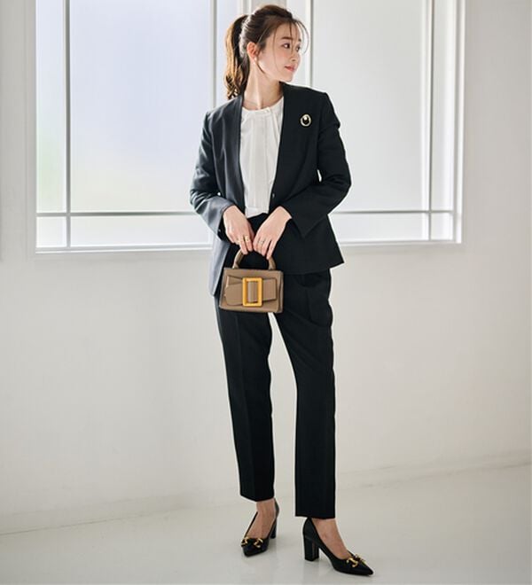 RANAN（ラナン）の「【選べる衿】洗える！多機能ベーシック２点セットスーツ（パンツスーツ）」｜詳細画像