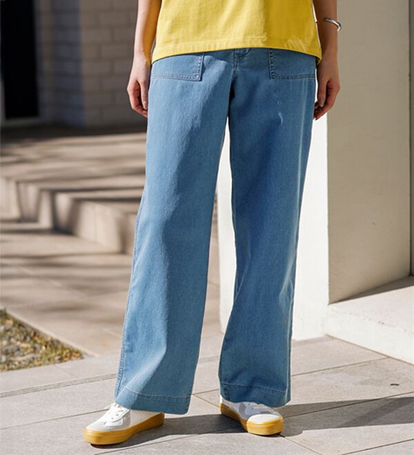 BELLUNA（ベルーナ）の「【チラシ掲載】新感覚！メッシュデニムワイドパンツ（フルレングスパンツ）」｜詳細画像