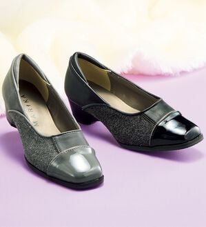 BELLUNA（ベルーナ）の「４Ｅエナメル切替ウェッジパンプス（パンプス）」｜詳細画像