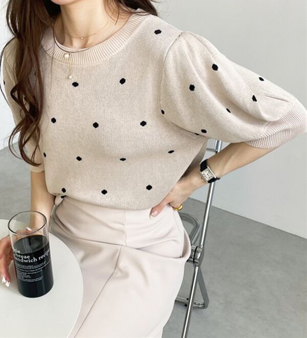 GeeRA（ジーラ）の「ドット柄ジャガードトップス（ニット・セーター）」｜詳細画像