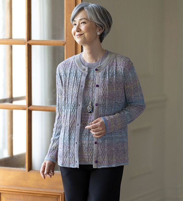 ルフラン（ルフラン）の「ウール入りメランジニットアンサンブル（アンサンブル）」｜パープル系