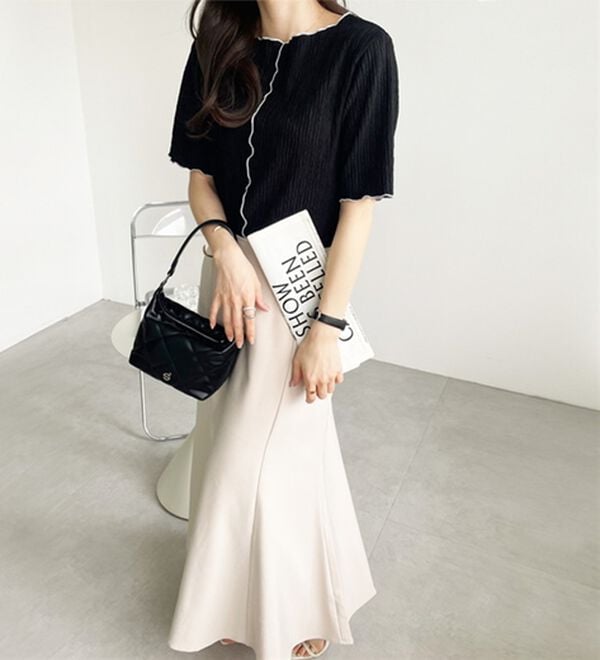 GeeRA（ジーラ）の「前後２ＷＡＹ配色メロー５分袖カットソー（カットソー）」｜詳細画像