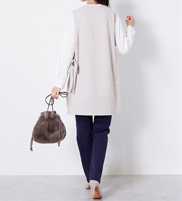 BELLUNA（ベルーナ）の「あぜ素材サイドリボン使いベストアンサンブル（アンサンブル）」｜詳細画像