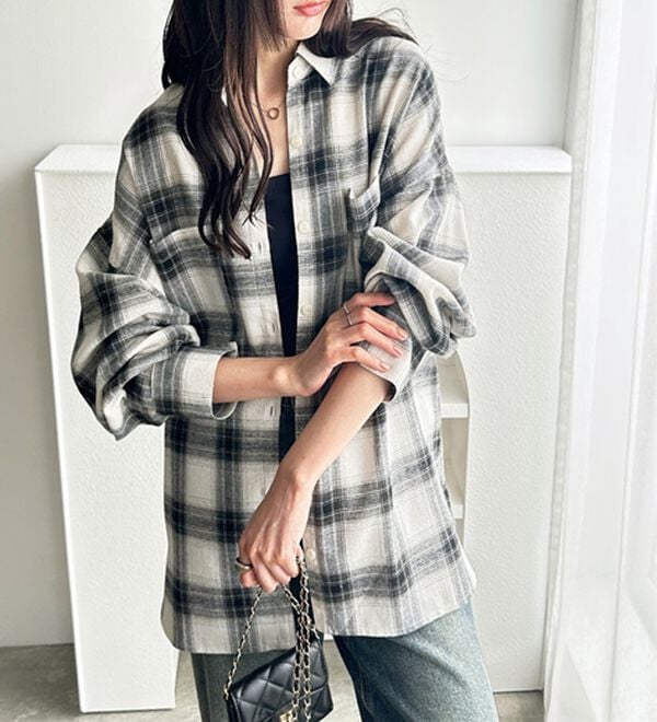 GeeRA（ジーラ）の「チェックロングシャツ（シャツ）」｜詳細画像