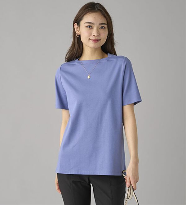 BELLUNA（ベルーナ）の「艶やか綿１００％シンプルプルオーバー（カットソー）」｜詳細画像