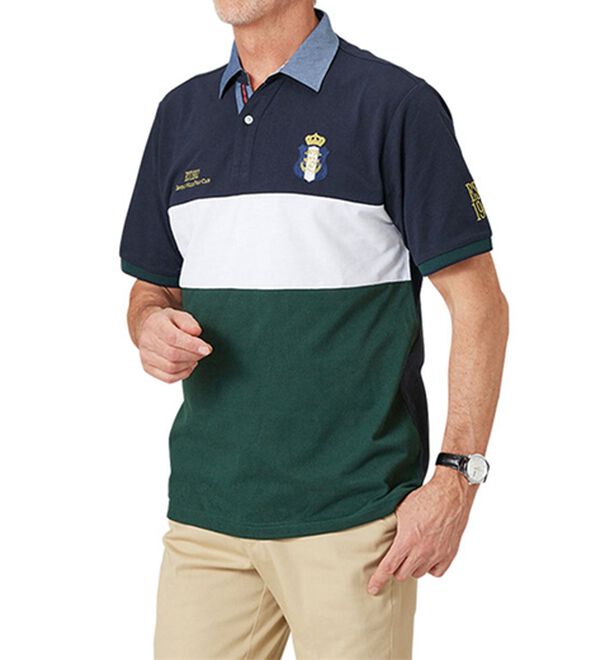 「【２枚組】＜ビバリーヒルズ・ポロクラブ＞デザインポロシャツ（メンズポロシャツ）」｜詳細画像