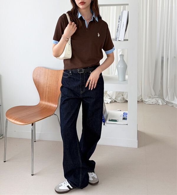 GeeRA（ジーラ）の「【ＵＳ．ＰＯＬＯ．ＡＳＳＮ】衿付ポロニットトップス（ニット・セーター）」｜詳細画像