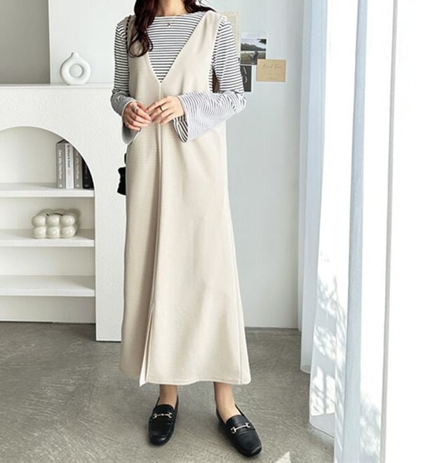 GeeRA（ジーラ）の「楽ちん！ストレッチ前後２ＷＡＹジャンパースカート（ジャンパースカート）」｜詳細画像