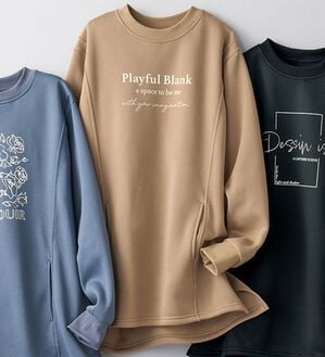 BELLUNA（ベルーナ）の「裏起毛素材ポケット付プリントチュニック（チュニック）」｜モカ