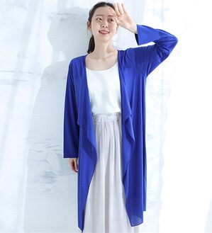 A HAPPY MARILYN（アハッピーマリリン）の「【Ｍ～８Ｌ】【ＵＶカット】長袖トッパーカーディガン（ニットカーディガン）」｜ロイヤルブルー