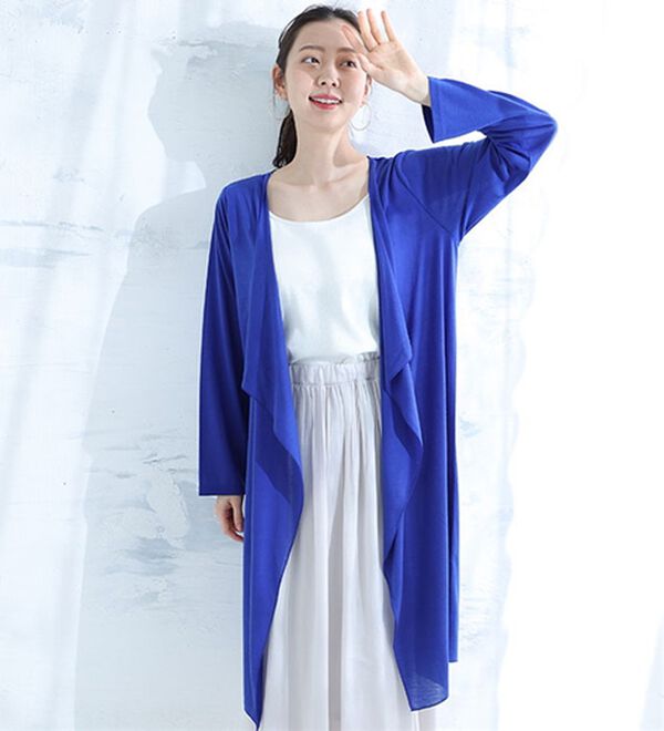 A HAPPY MARILYN（アハッピーマリリン）の「【Ｍ～８Ｌ】【ＵＶカット】長袖トッパーカーディガン（ニットカーディガン）」｜ロイヤルブルー