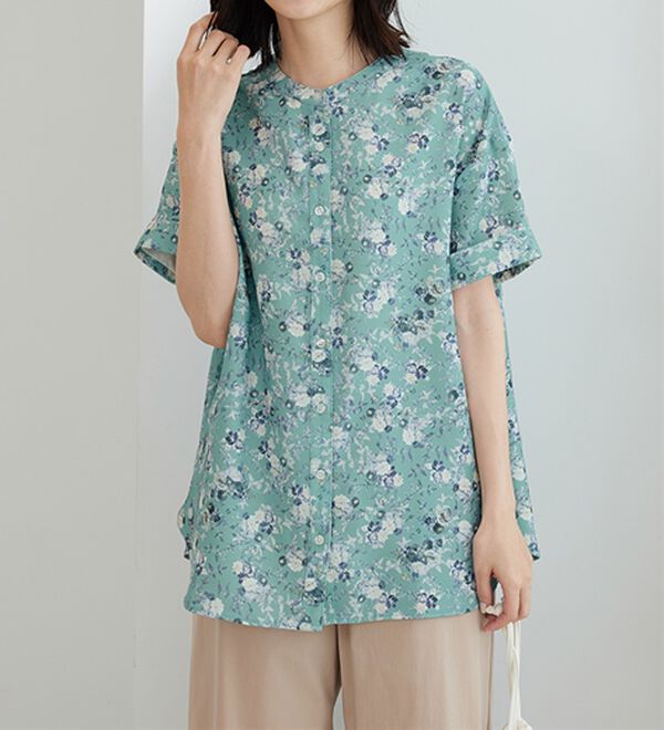 BELLUNA（ベルーナ）の「〈日比谷花壇〉バンドカラーチュニック（チュニック）」｜グリーン系