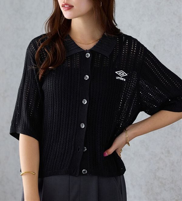 Viola e Viola（ヴィオラ エ ヴィオラ）の「【アンブロ】透かし編みポロカーディガン（ニットカーディガン）」｜詳細画像