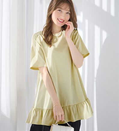 alotta（アロッタ）の「【接触冷感】裾フリルＡラインＴシャツチュニック（チュニック）」