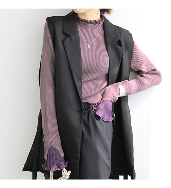 GeeRA（ジーラ）の「プリーツ付ハイネックリブニットトップス（ニット・セーター）」｜詳細画像