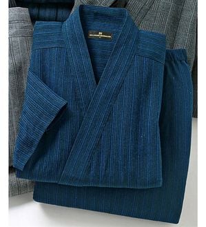 「さらっと快適しじら作務衣（メンズ和装・浴衣・和装グッズ）」｜ネイビー