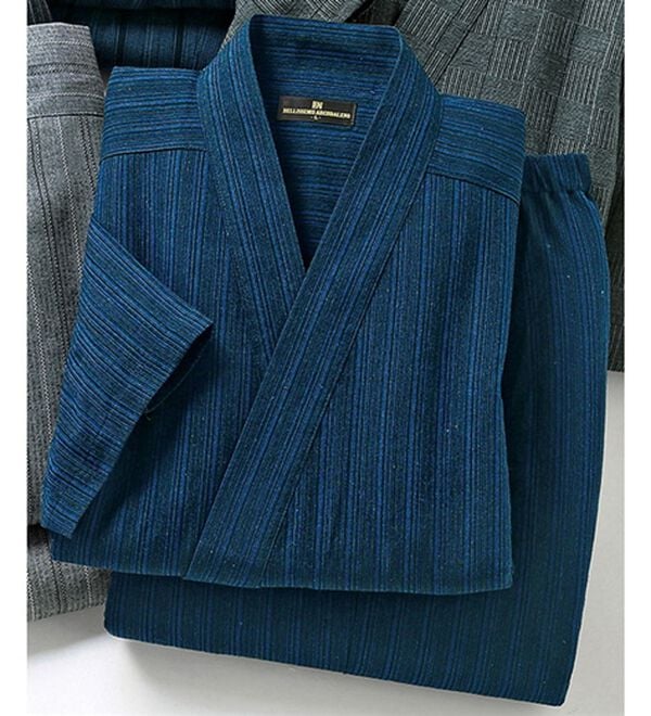 「さらっと快適しじら作務衣（メンズ和装・浴衣・和装グッズ）」｜ネイビー