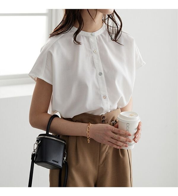 GeeRA（ジーラ）の「綿タッチフレンチスリーブブラウス（ブラウス）」｜詳細画像