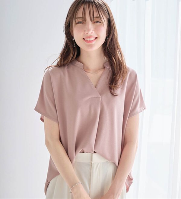 alotta（アロッタ）の「【４つの機能付】ひんやりスキッパーＴシャツブラウス（ブラウス）」｜詳細画像