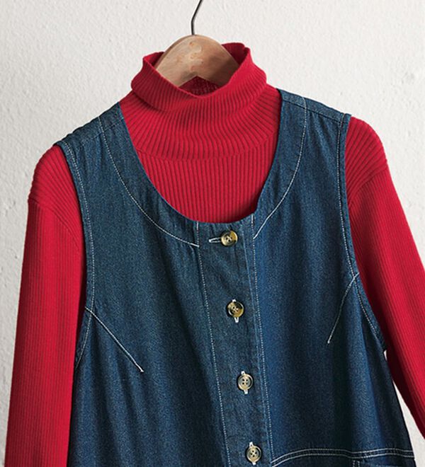 BELLUNA（ベルーナ）の「＜＆ｃｏｃｏｃｈｉ＞デニム素材ポケットデザインジャンパースカート（チュニックワンピース）」｜詳細画像