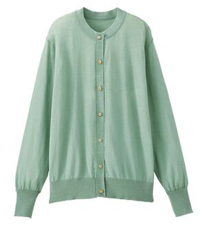 BELLUNA（ベルーナ）の「ヒンヤリ冷感！レギュラーカーディガン（ニットカーディガン）」｜セージ