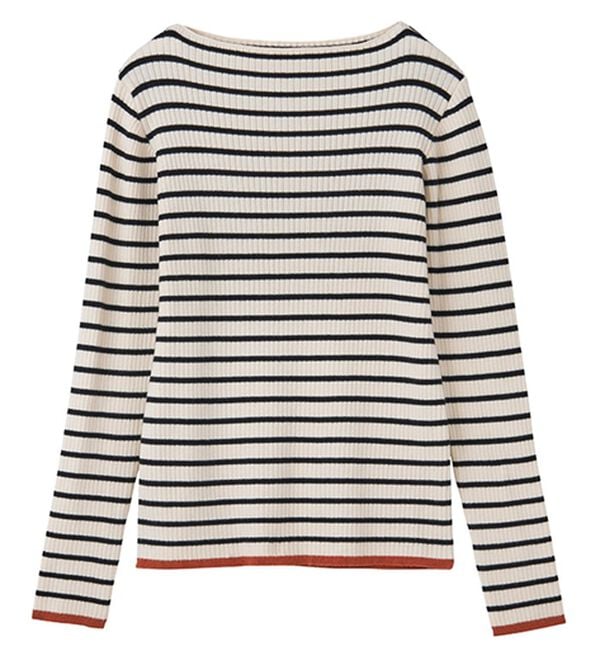 GeeRA（ジーラ）の「袖口ボタン配色ボートネックリブニット（ニット・セーター）」｜詳細画像